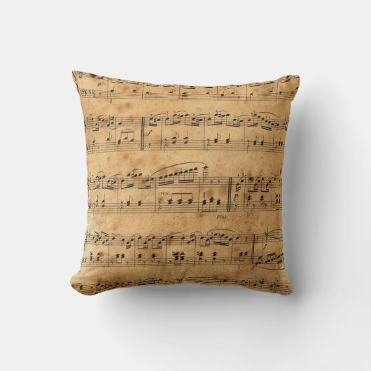 Coussin Partition musicale Musique Tan noir (Recto)