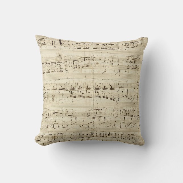 Coussin Partition sur parchemin manuscrite en encre (Recto)