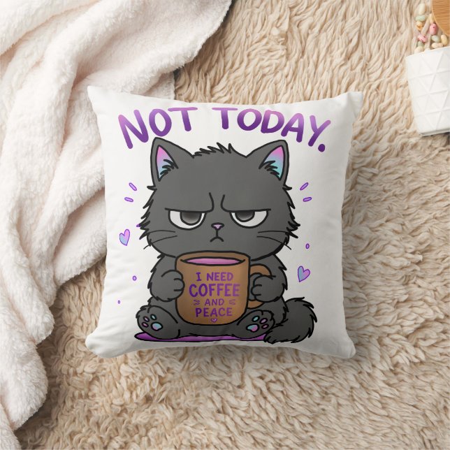 Coussin Pas aujourd'hui Grumpy Cat Amoureux du Café Mignon (Couverture)
