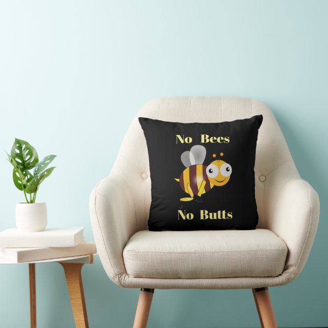 Coussin Pas d'abeilles Pas de boutons Jeter l'oreiller (Chaise)
