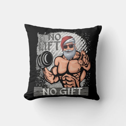Coussin Pas d'ascenseur Pas de cadeau Santa Claus Gym (Recto)