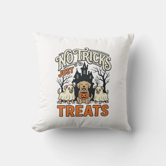 Coussin Pas de tours, juste des friandises Halloween Chien (Recto)