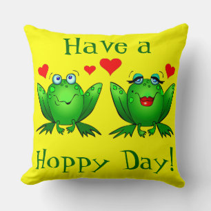 Coussin Passez une journée sautillante Grenouilles de dess