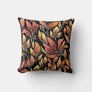 Coussin Passionflower Exotique : Floral noir Vintage