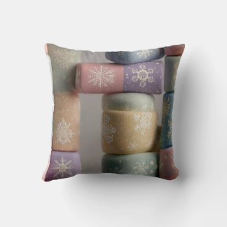Coussin Pastel Abstract & Snowflake Patchwork Throw Pillow