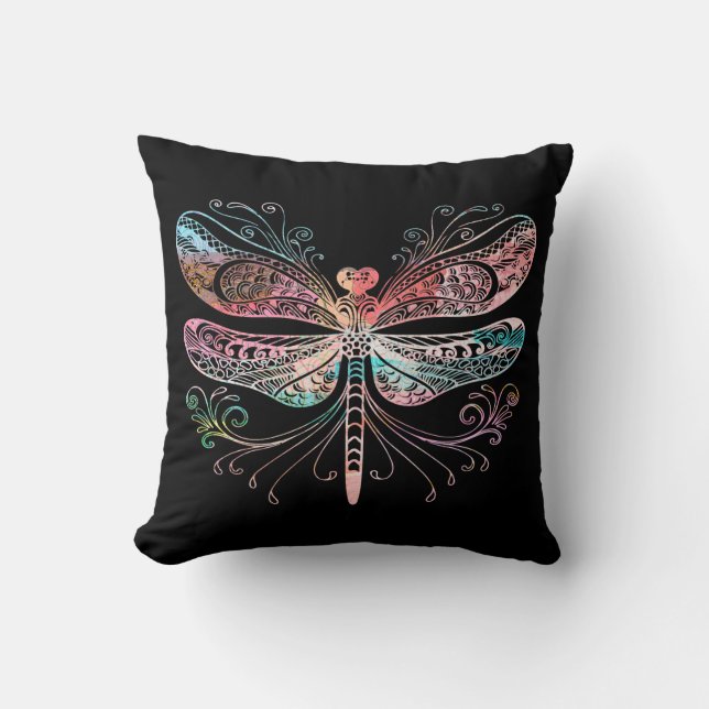 Coussin Pastel Abstrait Dragonfly Black (Recto)