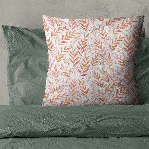 Coussin Pastel aquarelle branches orange et rose