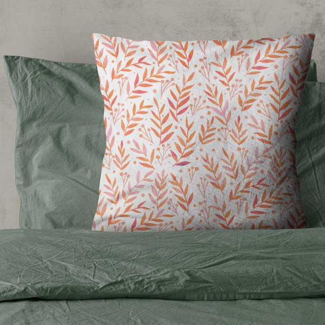 Coussin Pastel aquarelle branches orange et rose (Créateur téléchargé)