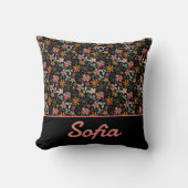 Coussin Pastel aquarelle fleur boho noir Jeu d'oreiller (Recto)