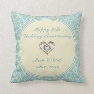 Coussin Pastel Blue Et Creme Floral Damas