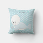 Coussin Pastel Blue Polka-Dot Baby Arctic Seal Monogramme (Recto)