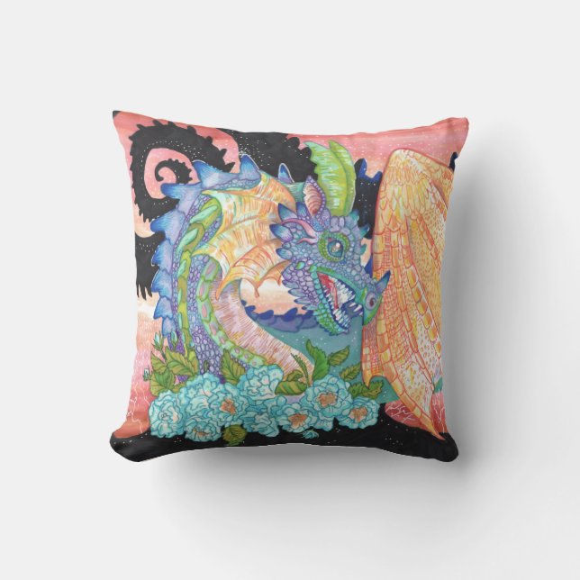 Coussin Pastel Blue Rose Dragon (Recto)