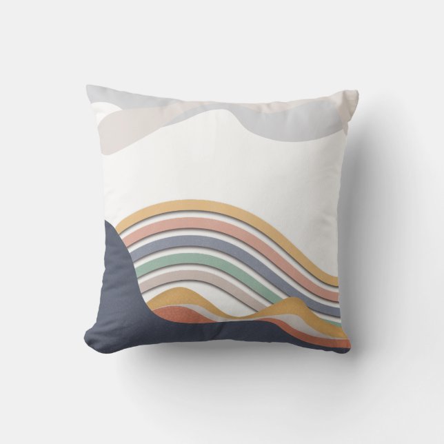 Coussin Pastel Boho Arc-en-ciel Montagnes Rustiques (Recto)