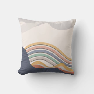Coussin Pastel Boho Arc-en-ciel Montagnes Rustiques