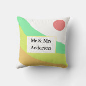 Coussin pastel boho rouge jaune vertajoutez vos initiales (Verso)