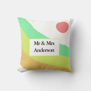 Coussin pastel boho rouge jaune vertajoutez vos initiales