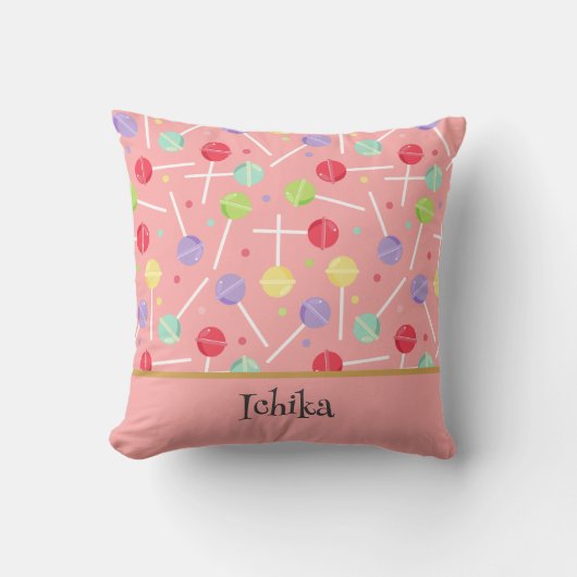 Coussin Pastel Candy Lollipop Patterned Pink (Recto)