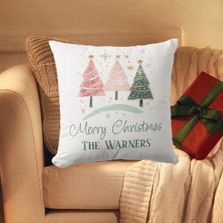 Coussin Pastel Christmas Tree Custom Family Cocktail
