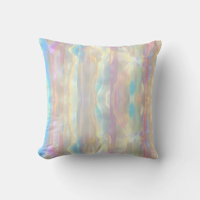 Coussin Pastel Colors Shimmering Iridescent Stripes Patter (Recto)