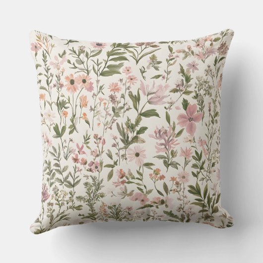 Coussin Pastel Elegant violet \ Fleurs sauvages roses (Verso)