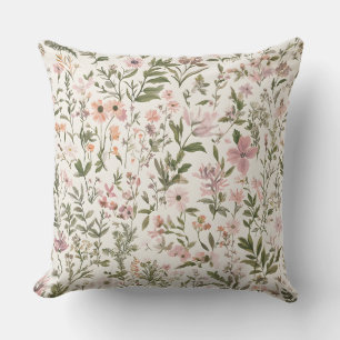 Coussin Pastel Elegant violet \ Fleurs sauvages roses