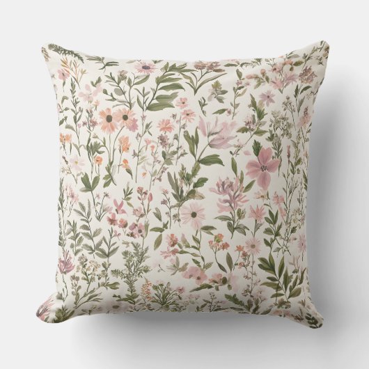 Coussin Pastel Elegant violet \ Fleurs sauvages roses (Recto)