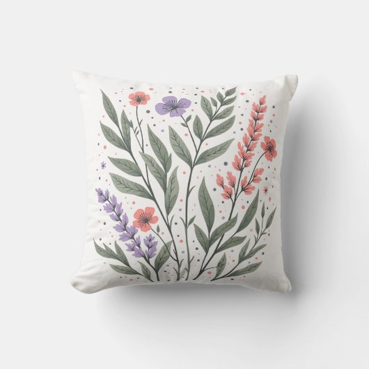 Coussin Pastel Floral Feuille (Recto)
