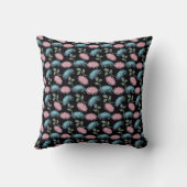 Coussin Pastel Floral Pattern on Black Background | Cute D (Verso)