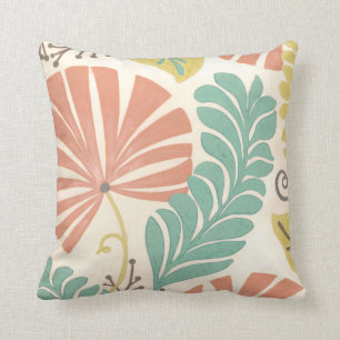 Coussin Pastel Floral Vines et Feuilles sur Arrière - plan