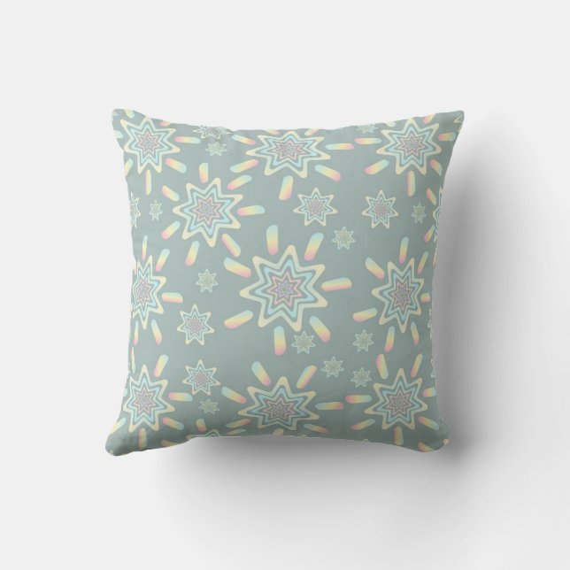 Coussin Pastel Géométrique Rétro Explosion Stellaire (Verso)