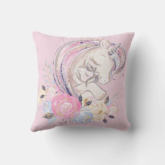 Coussin Pastel Gold Parties scintillant Unicorne et bébé a (Verso)