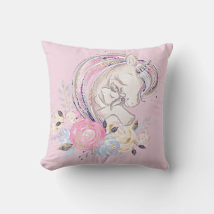 Coussin Pastel Gold Parties scintillant Unicorne et bébé a