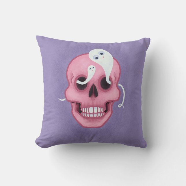 Coussin Pastel goth crâne éffrayant mignon (Recto)