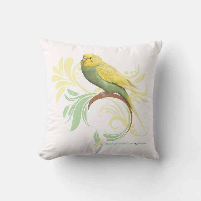 Coussin Pastel Green Parakeet (Recto)