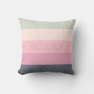 Coussin Pastel Gris Rose Vert 5 Couleurs Nom Personnalisé
