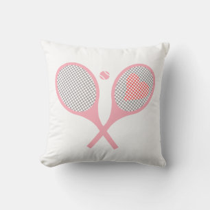 Coussin Pastel Heart Tennis Lecteur Racquettes Ball Design
