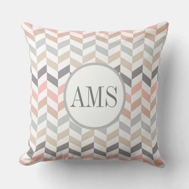 Coussin Pastel Herringbone Monogramme personnalisé (Recto)