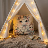 Coussin Pastel Kawaii Licorne Duo Mère Fille Beige