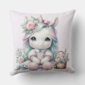 Coussin Pastel Kawaii Unicorn Doll with Flower Basket (Verso)