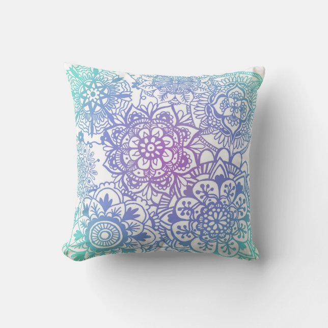 Coussin Pastel Mandala Motif Floral Aquarelle (Recto)