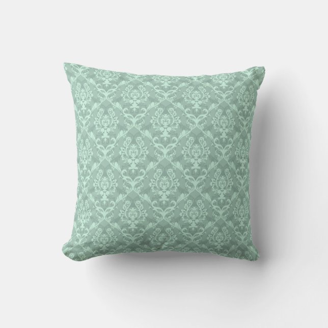 Coussin Pastel Mint Vert Tons Floral Damas (Recto)