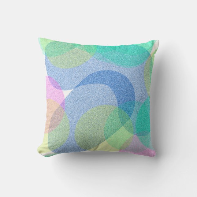 Coussin Pastel Pale Turquoise Cercles d'Art Abstrait (Recto)