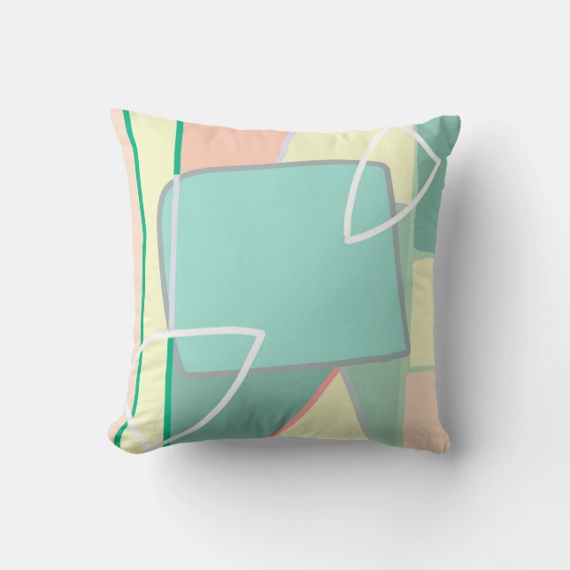Coussin Pastel Pale Turquoise Rose Art Abstrait (Recto)