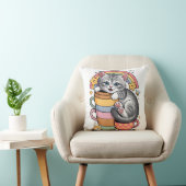 Coussin Pastel Paws & Rainbow Sips (Chaise)