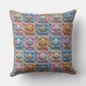 Coussin Pastel Pink Blue Ivory Orange Crochet Look (Verso)