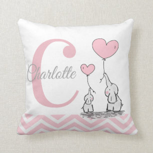 Coussin Pastel Pink Elephant Personnalisé Baby Girl Coussi