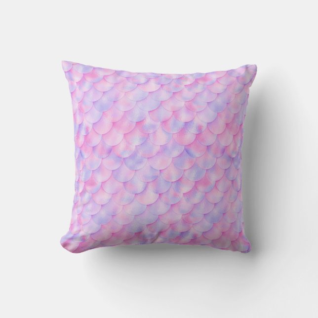 Coussin Pastel Pink Purple sirène unicorne or magique (Recto)