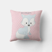 Coussin Pastel Pink-White Polka-Dot Baby Fox Monogramme (Verso)