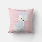 Coussin Pastel Pink-White Polka-Dot Baby Fox Monogramme (Recto)