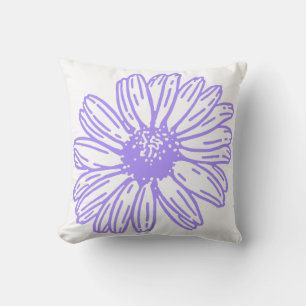 Coussin Pastel Purple Daisy Flower Print, Hippie Floral